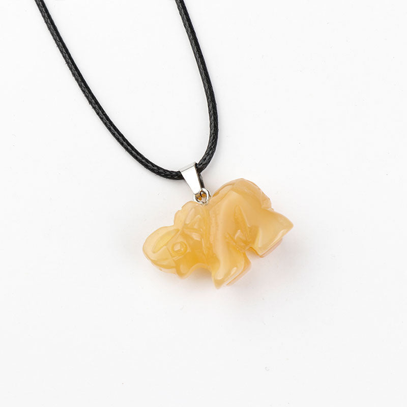 Crystal Carved Natural Agate Stone Tiger Eye Animal Pendant
