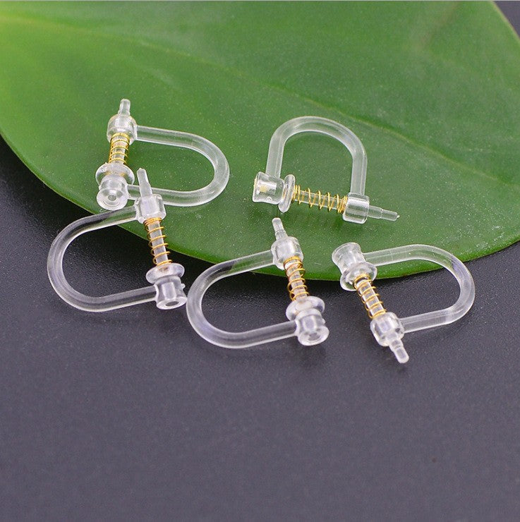 Handmade Change Transparent Resin Pearls U-shaped Ear Clip