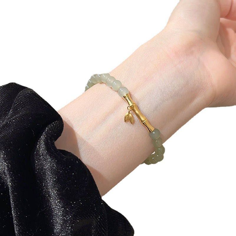 Women's Chinese Style Sterling Sier Bamboo Festival Gray Gradient Light Bracelets