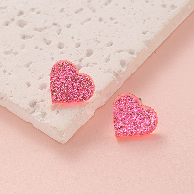 Acrylic Glitter Valentine's Day Love Red Lip Fashion Fresh Stud Earrings
