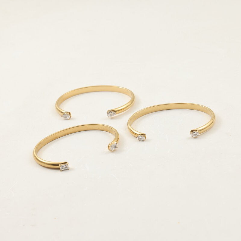 Two Water Drops Zircon Titanium Steel Bracelets