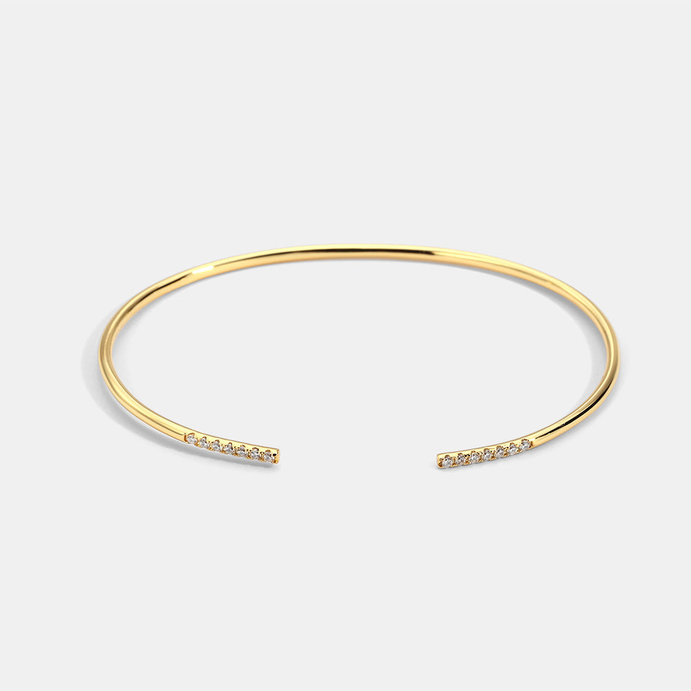 Opening Zircon Female Gold-plated Diamond Thin Bracelet