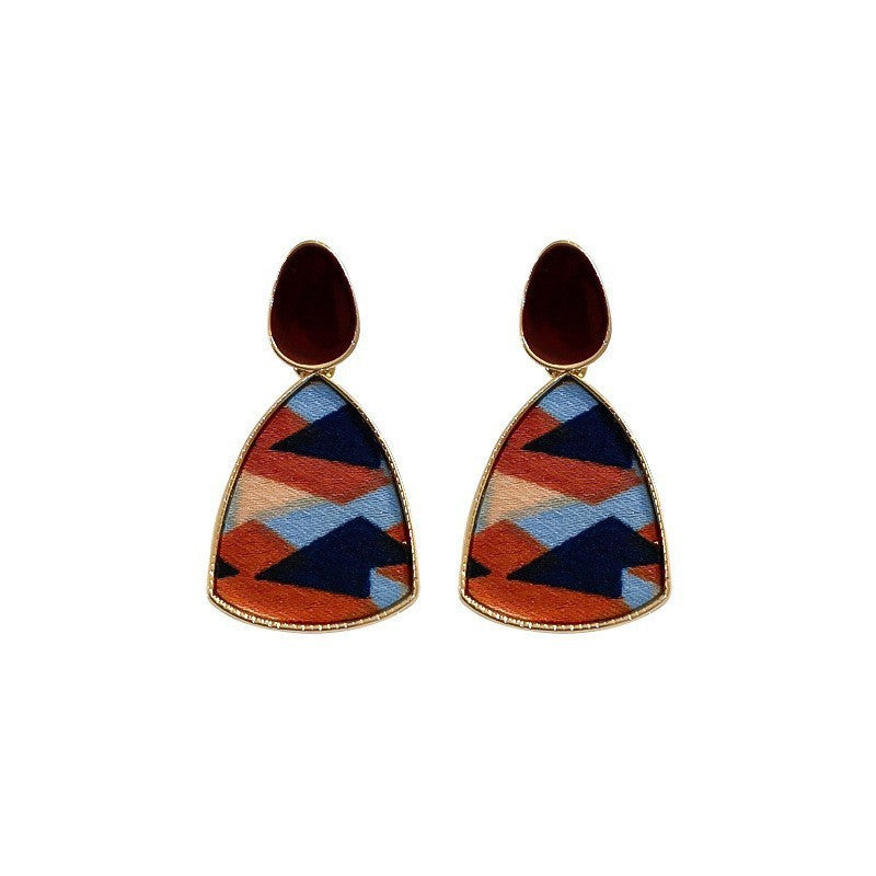 Women's Needle Coffee Color Series Leopard Print Geometric High-grade Temperament Stud Earrings