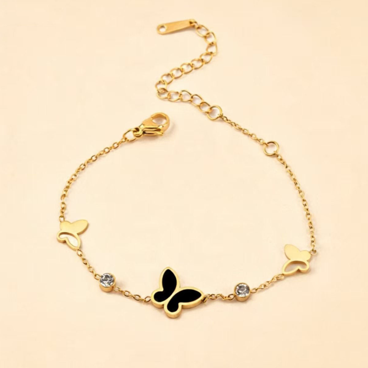 Jeweled Butterfly Titanium Steel Fritillary Color Bracelet