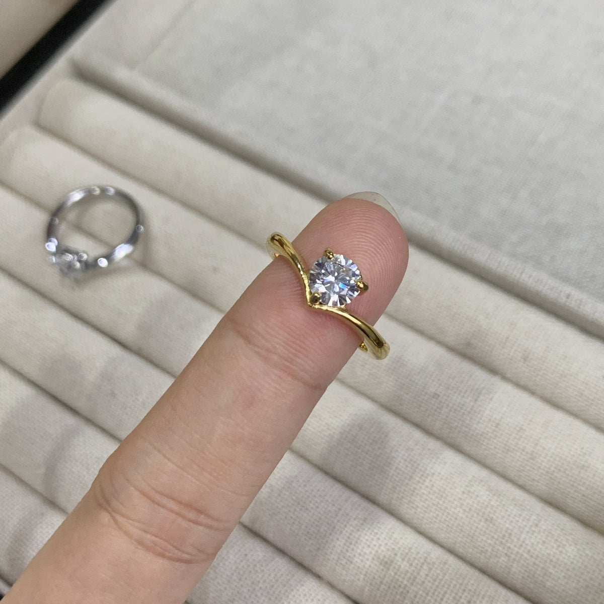 Diamond Karat Water Drop Heart Exquisite Light Luxury Advanced Daily Ring
