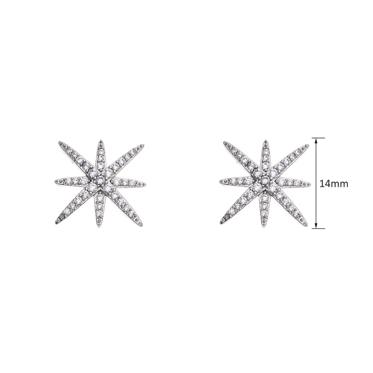 Women's Sier Needle Micro Inlaid Zircon Copper Snowflake For Temperament Wild Earrings