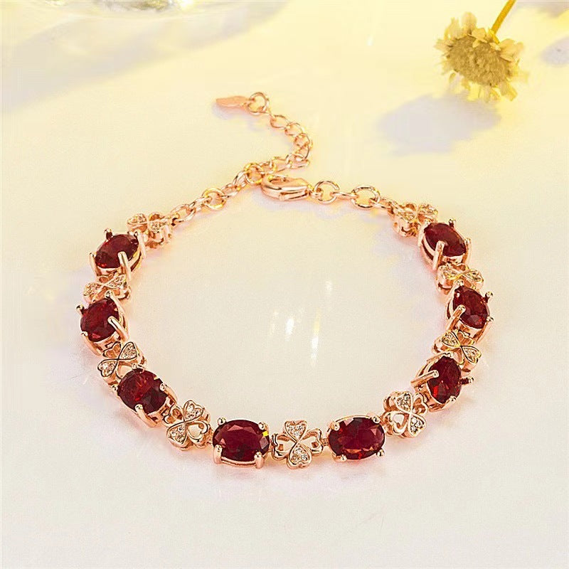 Color Zircon Female French Pink Adjustable Bracelets