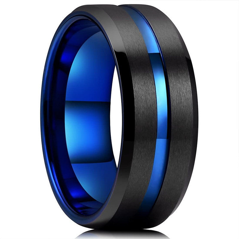 Men's Fashion Xi Groove Stainless Steel Source Ring