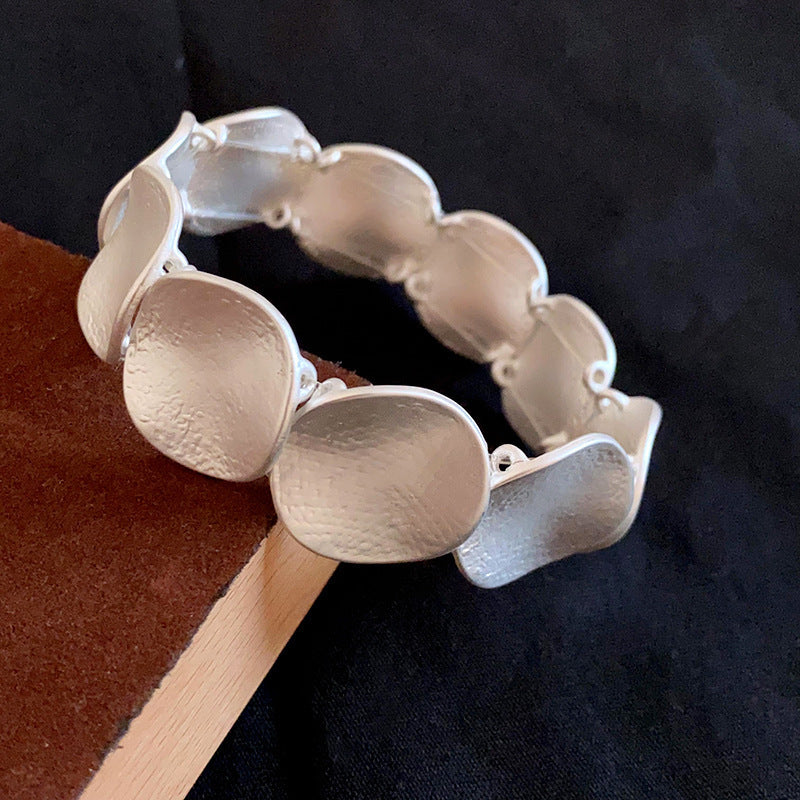 Metallic Striped Geometric Cross Flowers Openings Niche Exaggerated High Bracelet