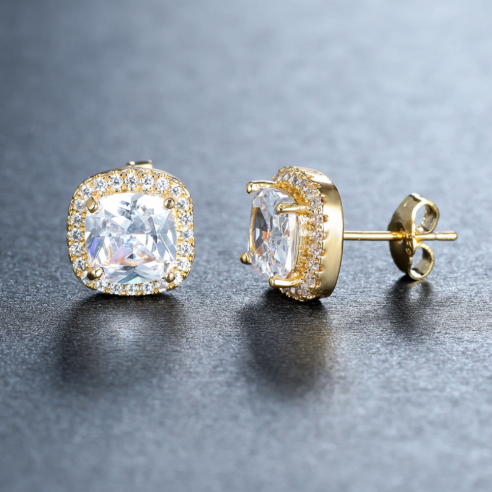 Korean Style Fashion Ear Clips Diamond Full Rhinestone Zircon Earrings