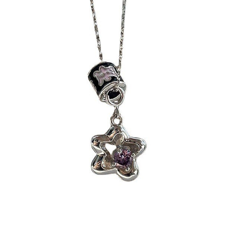 Small Waist Female Niche Bag Pink Flower Sweater Necklace