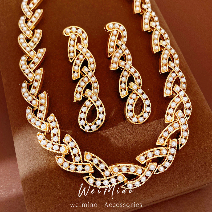 Pearl Refined Grace Vintage Clavicle Chain Jewelry Set