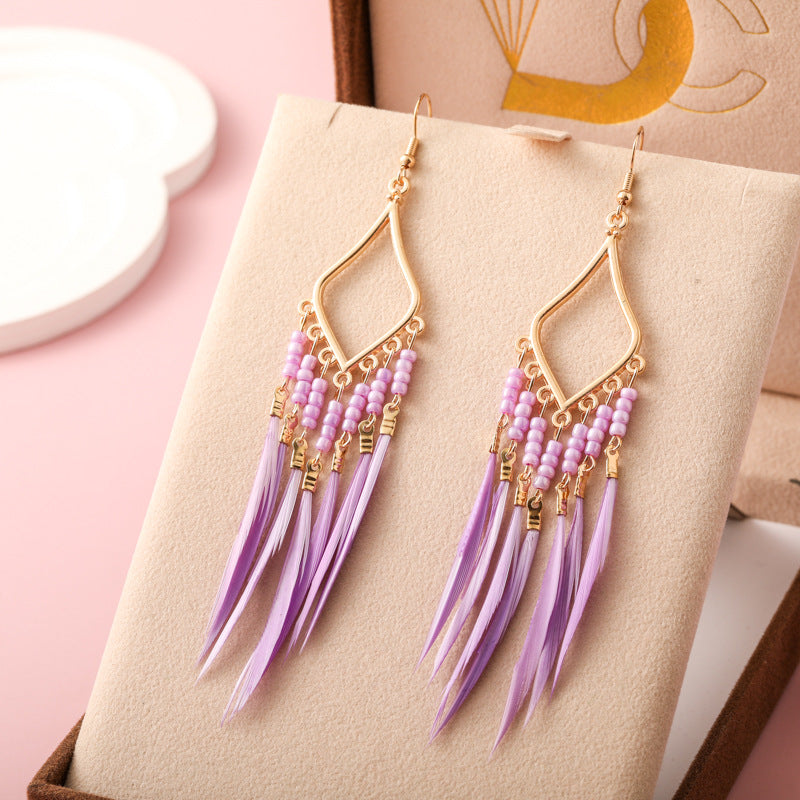 Women's Bohemian Ethnic Tassel Blue Ear Vintage Earrings