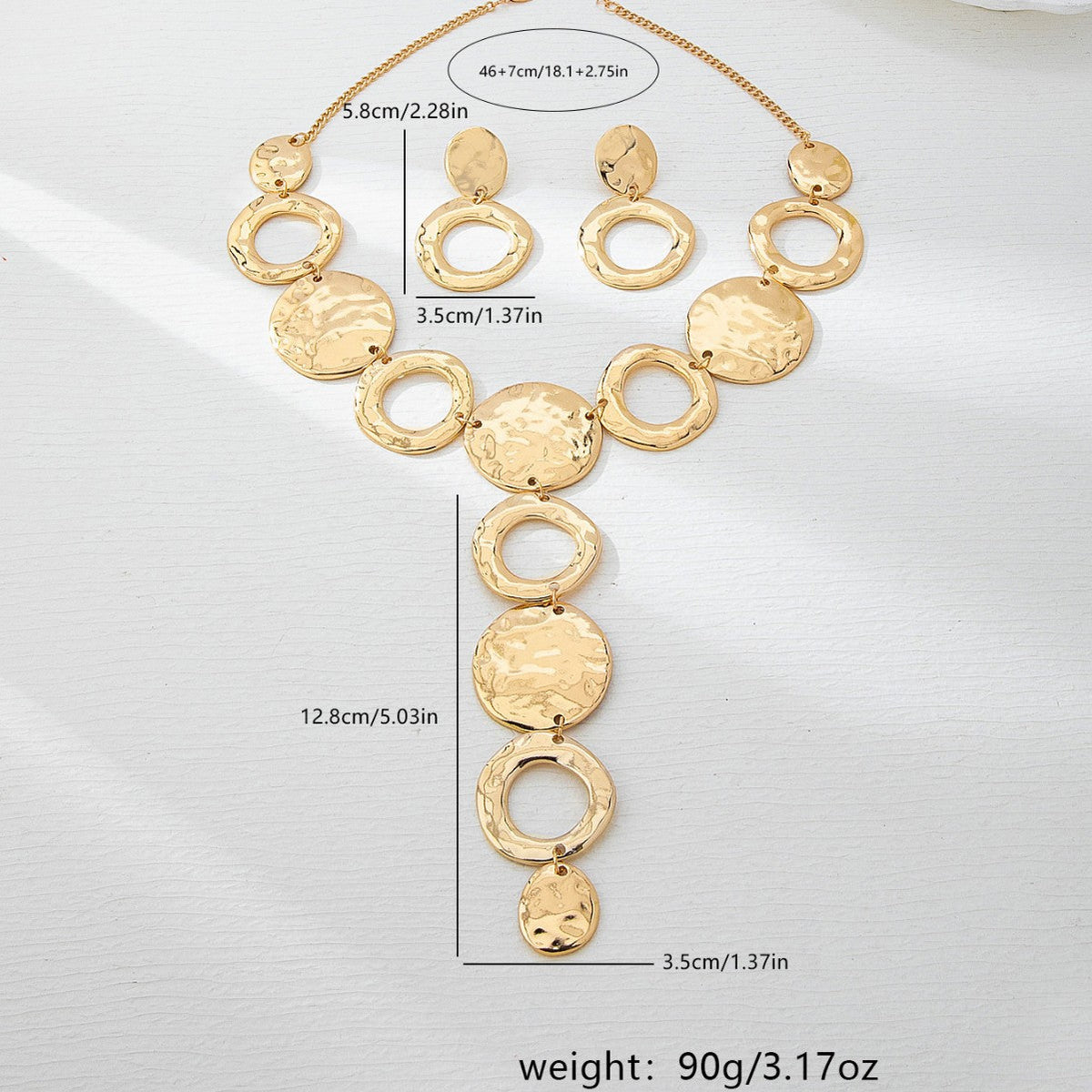 Niche Design Hammered Word High Profile Retro Jewelry Set