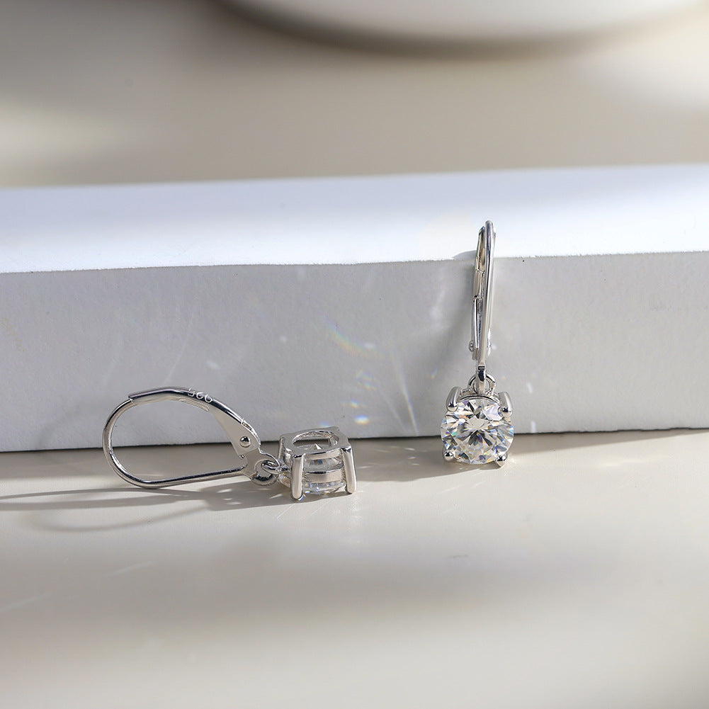 Women's Moissanite French Style Ear Clip Fashion Personality Stud Earrings