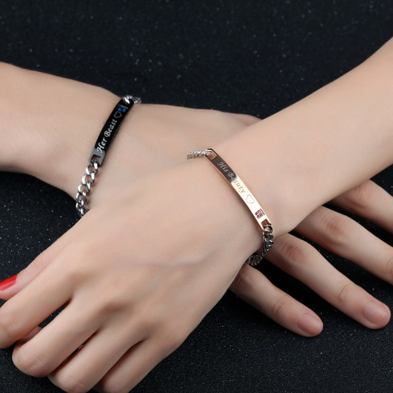 Alloy Couple Rose Gold Personality Lettering Bracelet