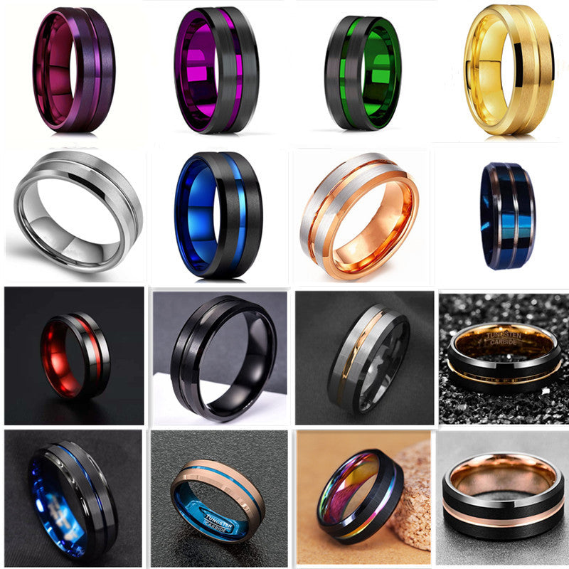Men's Fashion Xi Groove Stainless Steel Source Ring