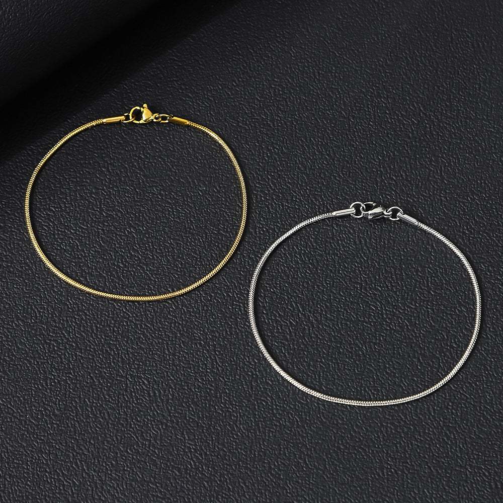 Women's & Men's Snake For Minimalist Hip Hop Unique No Color Fading Bone Bracelets