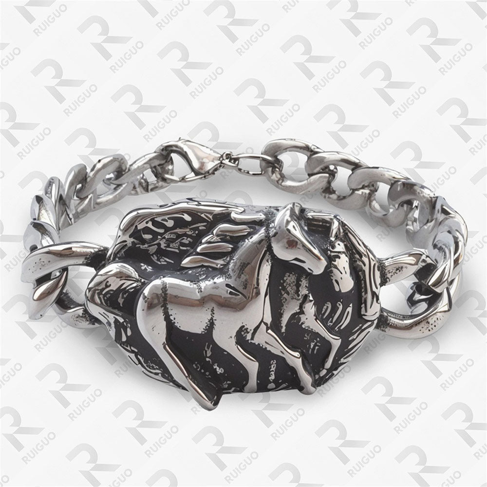 Men's Manly Cross Stainless Steel Skull Halloween Bracelet