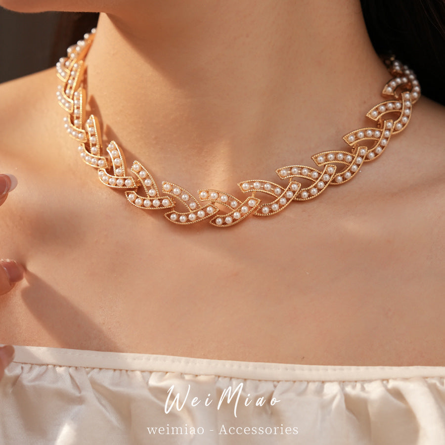 Pearl Refined Grace Vintage Clavicle Chain Jewelry Set