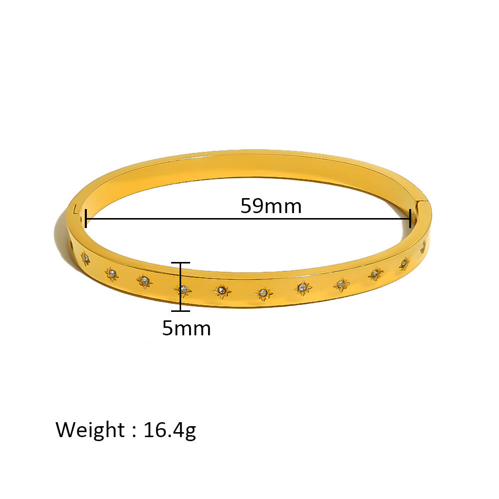 Women's Stainless Steel Electroplated Eight Awn Star Flower Geometric Bracelets