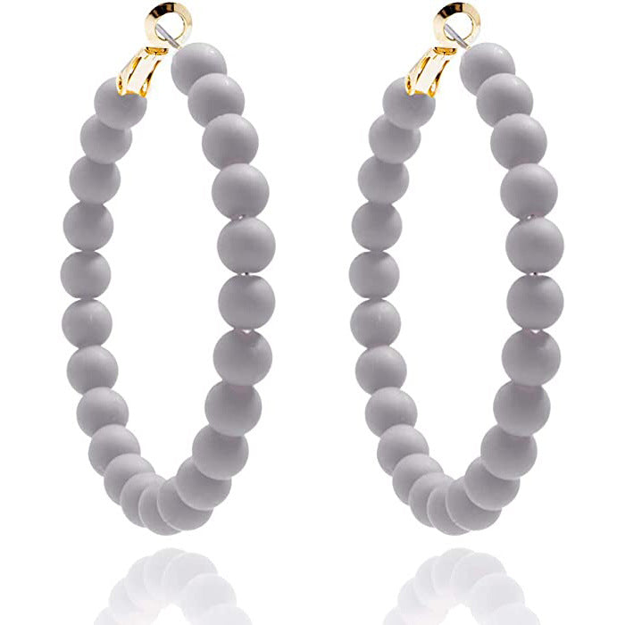 Women's Summer Colorful Acrylic Beads Round Bohemian Earrings