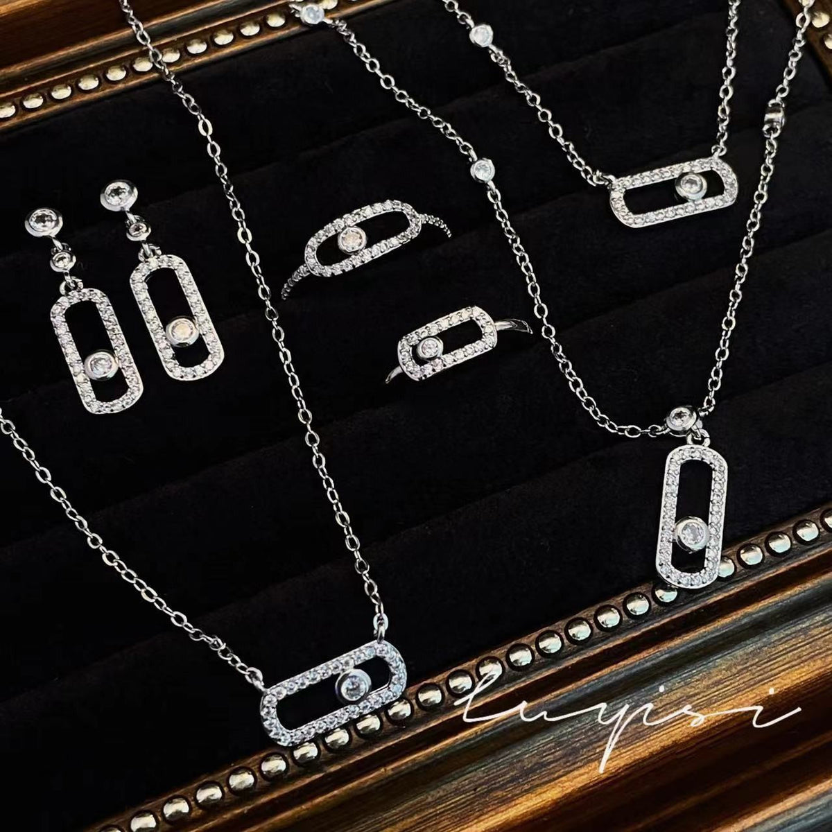Women's High-grade Style Full-jeweled Elegant Trendy Geometric Jewelry Set