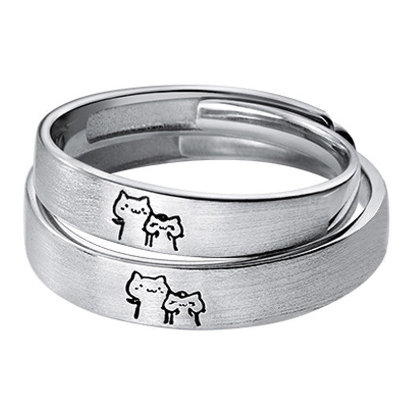 Couple Simple Cute Cartoon Niche Cat Ring