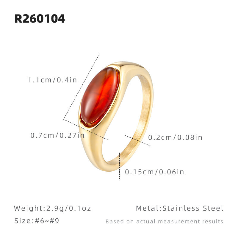 Women's Agate For Niche Design Light Luxury High-grade Titanium Steel Rings