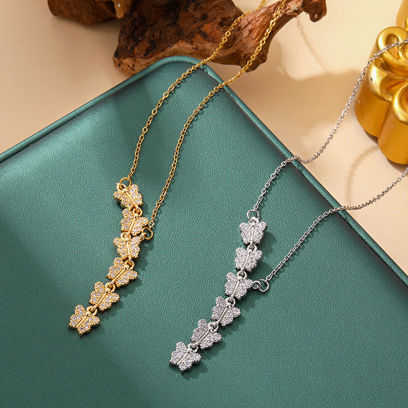 Women's Elegant Six Butterfly Titanium Steel Affordable Luxury Pendants