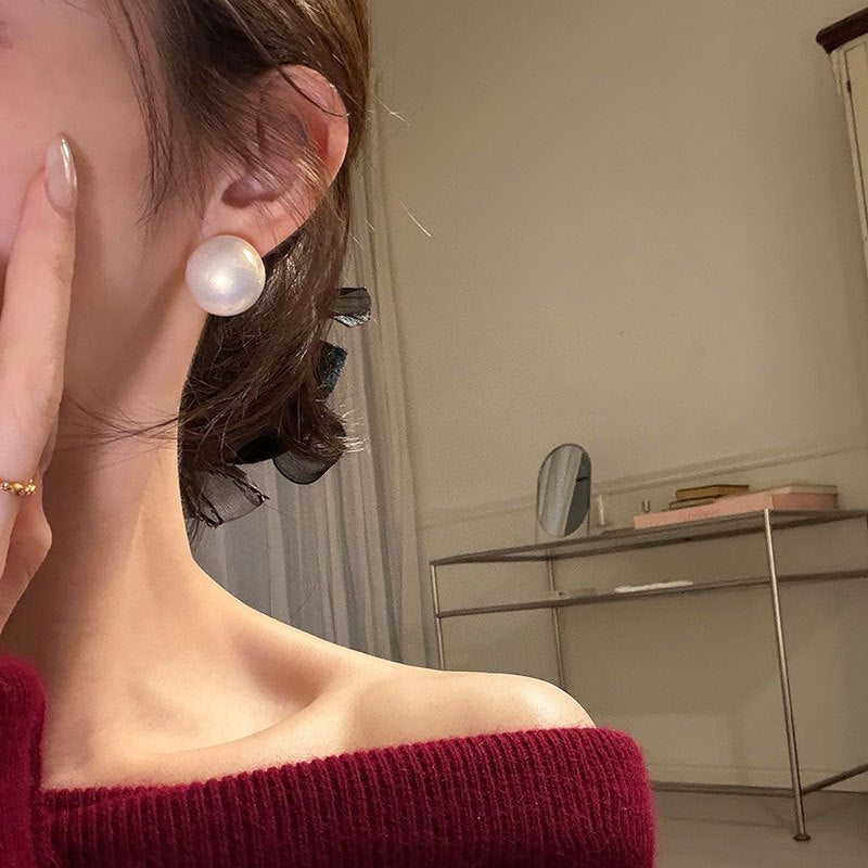 Women's French Style High Sense Semicircle Pearl Simple Temperament Commute Fashion Rings