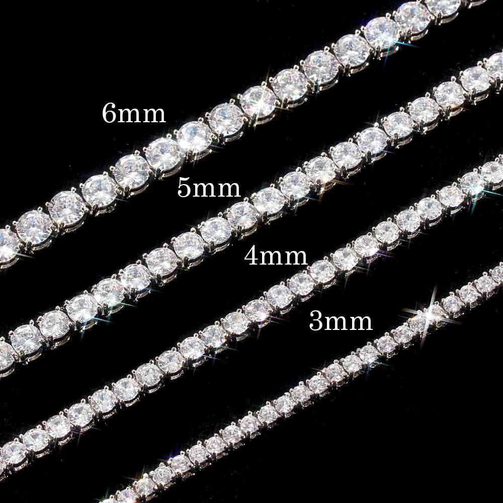 Hip Hop Iced Out Tennis Chain Necklaces, 18K Gold & White Gold Plated, 3–6mm CZ Iced Out Bling Jewelry, 16-24inch