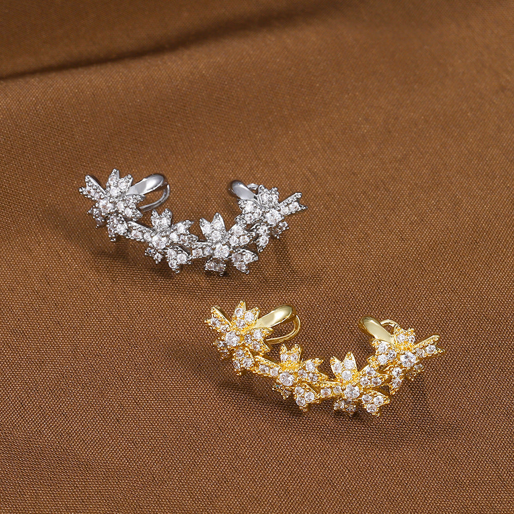 Flowers Affordable Luxury Fashion Design Diamond Ear Clip