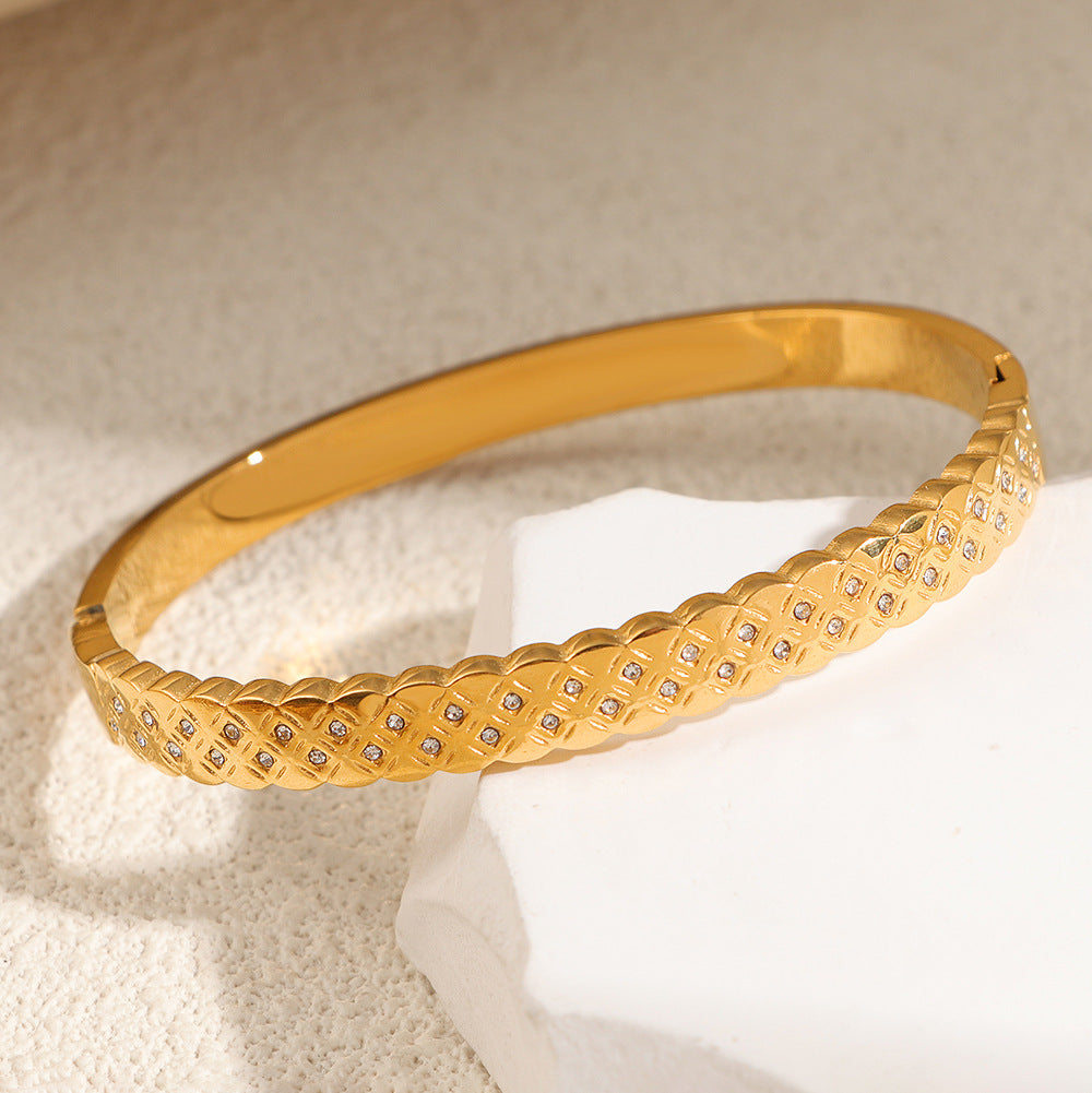 Women's Fashion Titanium Steel Geometric Variety White Diamond Light Luxury Bracelet