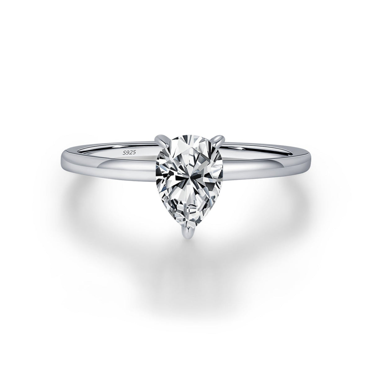 Waterdrop D-Color VVS1 Moissanite Solitaire Engagement Ring in Sterling Silver