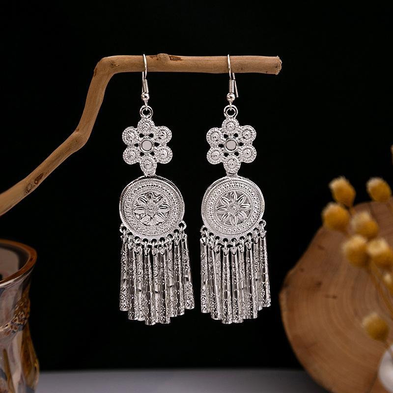 Colorful Long Feather Tassel Scenic Spot Earrings