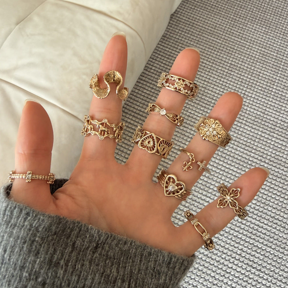 Coffee Gold Rotating Pony Open Exquisite Fantasy Childlike Rings