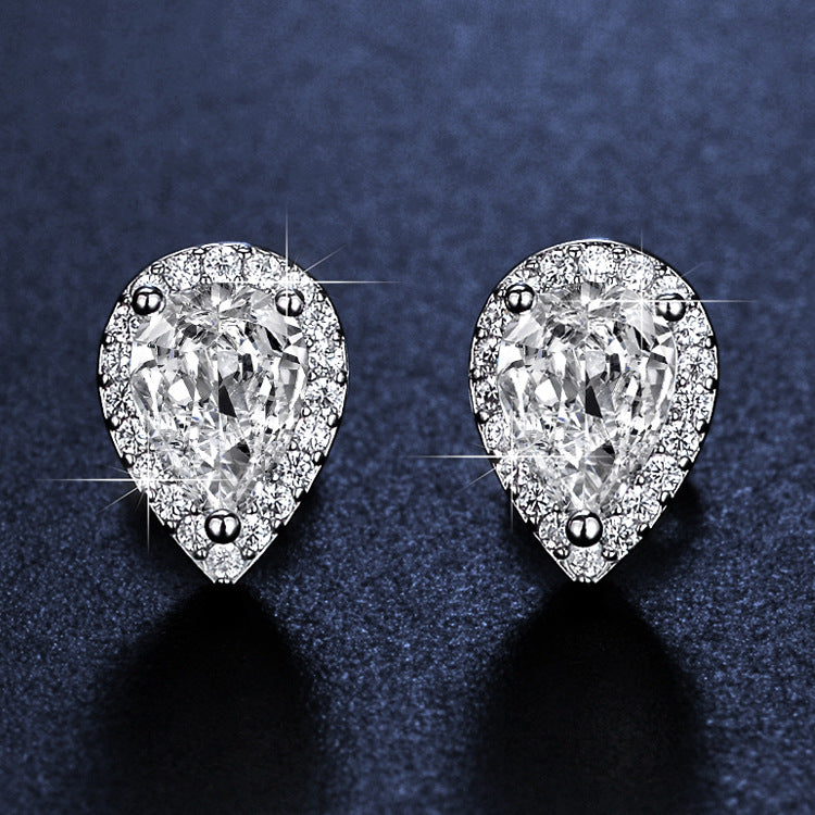 Simulation Moissanite Female Water Drop Pear-shaped Karat Super Shiny Earrings