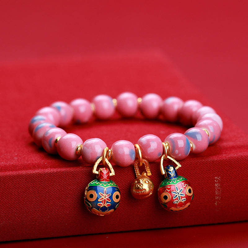 Women's & Men's Fragrant Gray Porcelain Vintage Ethnic Style Handmade Bracelet