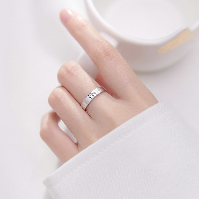 Couple Simple Cute Cartoon Niche Cat Ring