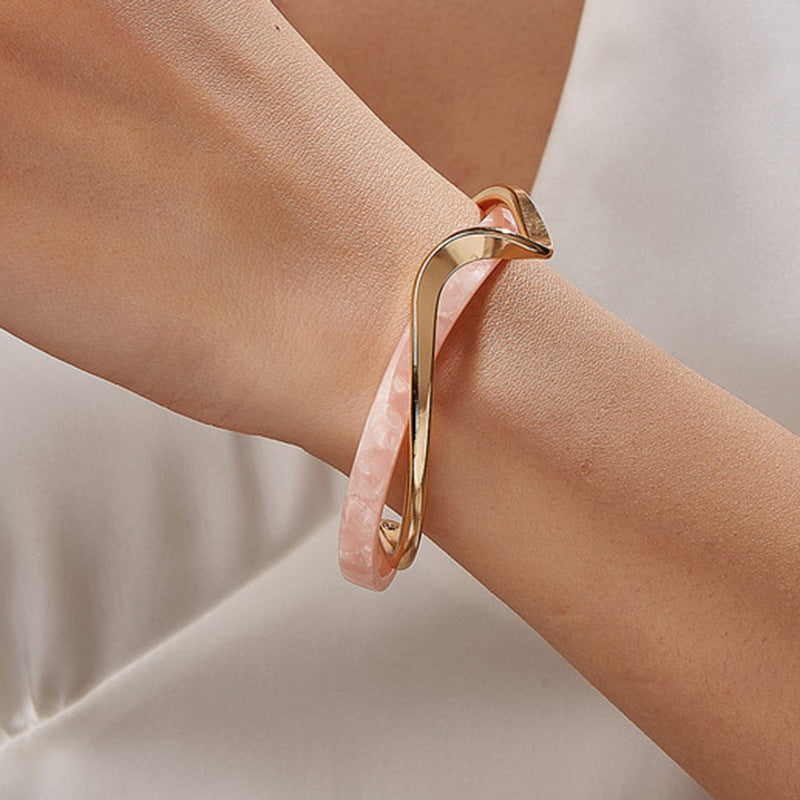 Metallic Striped Geometric Cross Flowers Openings Niche Exaggerated High Bracelet