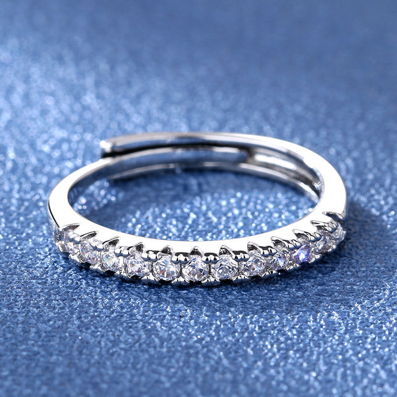 Women's Artificial Diamond High Carbon Rhinestone Simple Fashion Half Straight Rings