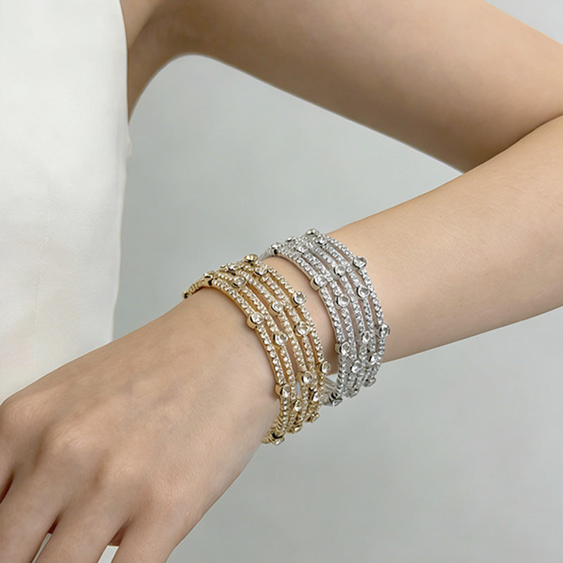 Opening Full Diamond Steel Wire Elastic Bracelet