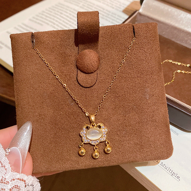 Women's Chinese Style National Safety Lock Light Luxury Micro Inlaid Necklaces