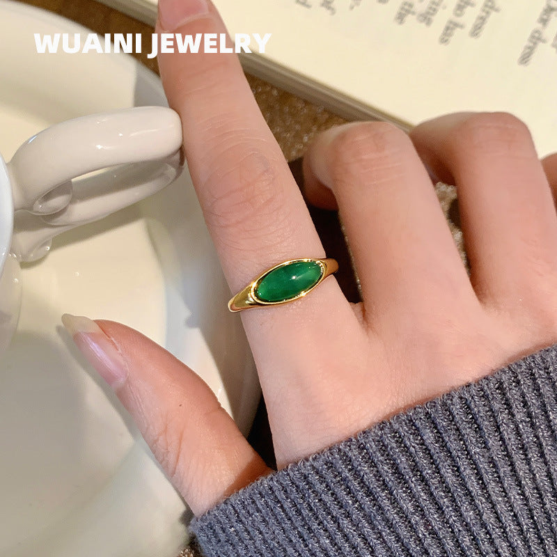 Women's Agate For Niche Design Light Luxury High-grade Titanium Steel Rings