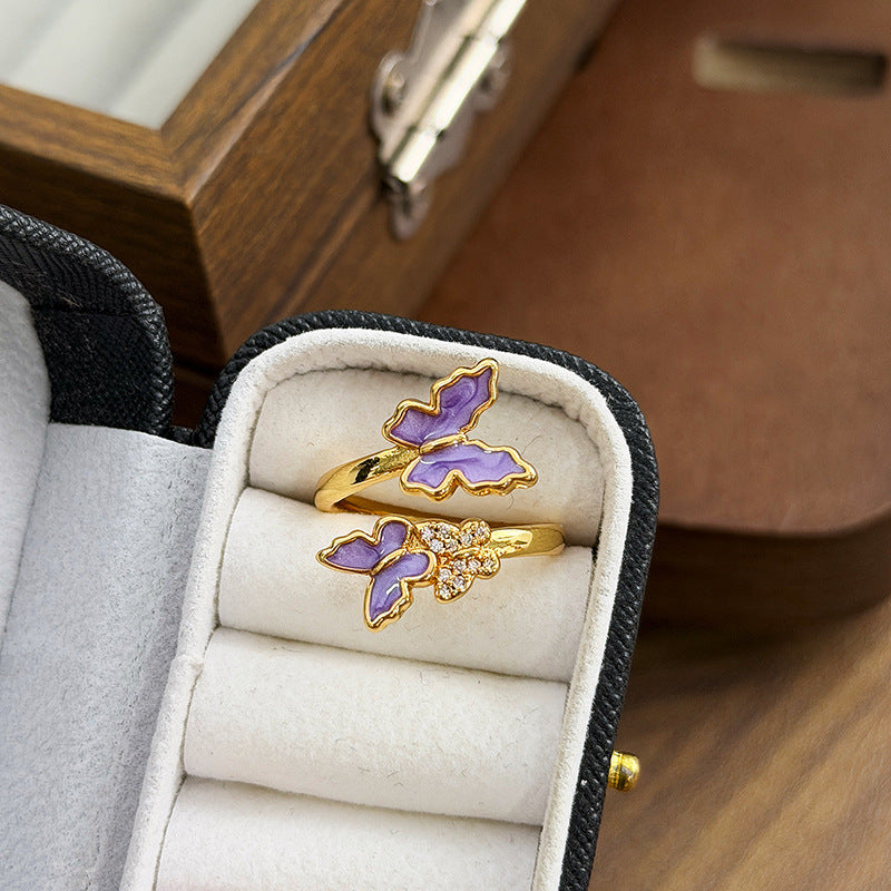 Hipster Style Super Fairy Enamel Purple Rings
