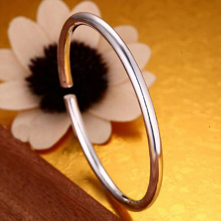 Women's & Men's Glossy Fashion Sier-plated Solid Version Bracelets