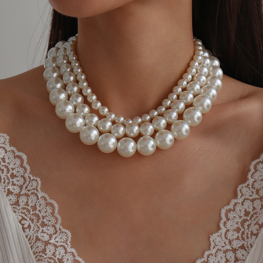 Women's Elegant Retro Fashion Exaggerated Pearl Geometric Necklaces
