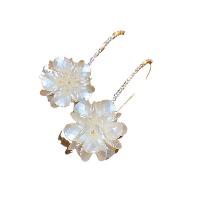 Needle High-grade Flower Tassel Pearl French Fashion Earrings