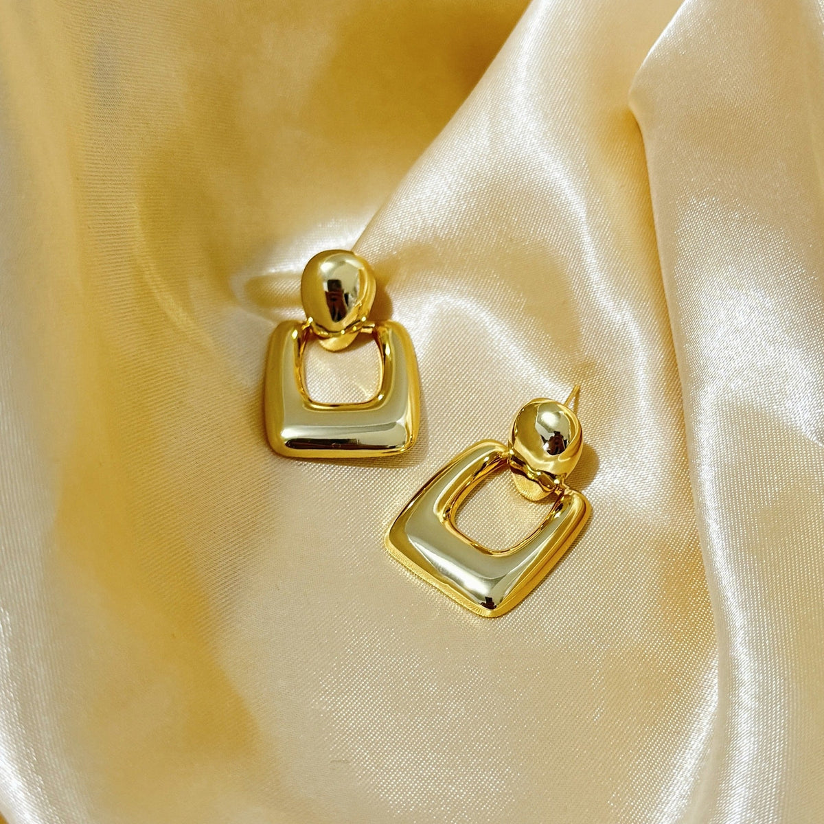 Fashion Metallic Geometric Double Layers Loving Heart Exaggerated Earrings